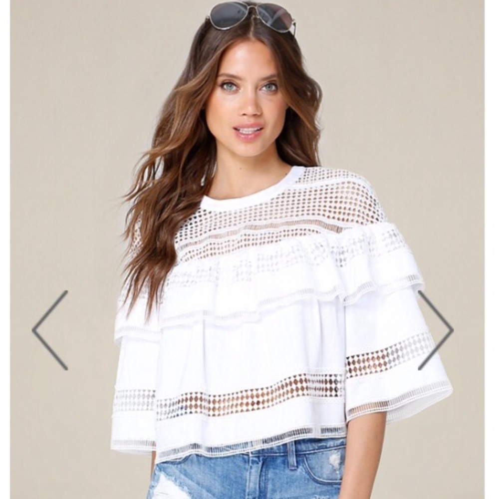NWT bebe Crochet Trim Poplin Top Size Medium